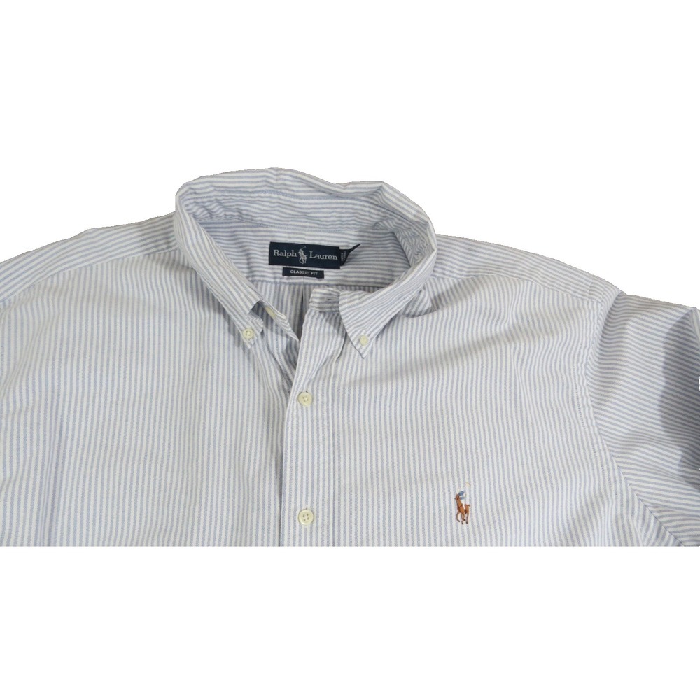 Ralph Lauren XXL Blue Stripe Classic Fit Button Down Shirt Pony Logo - Picture 2 of 9